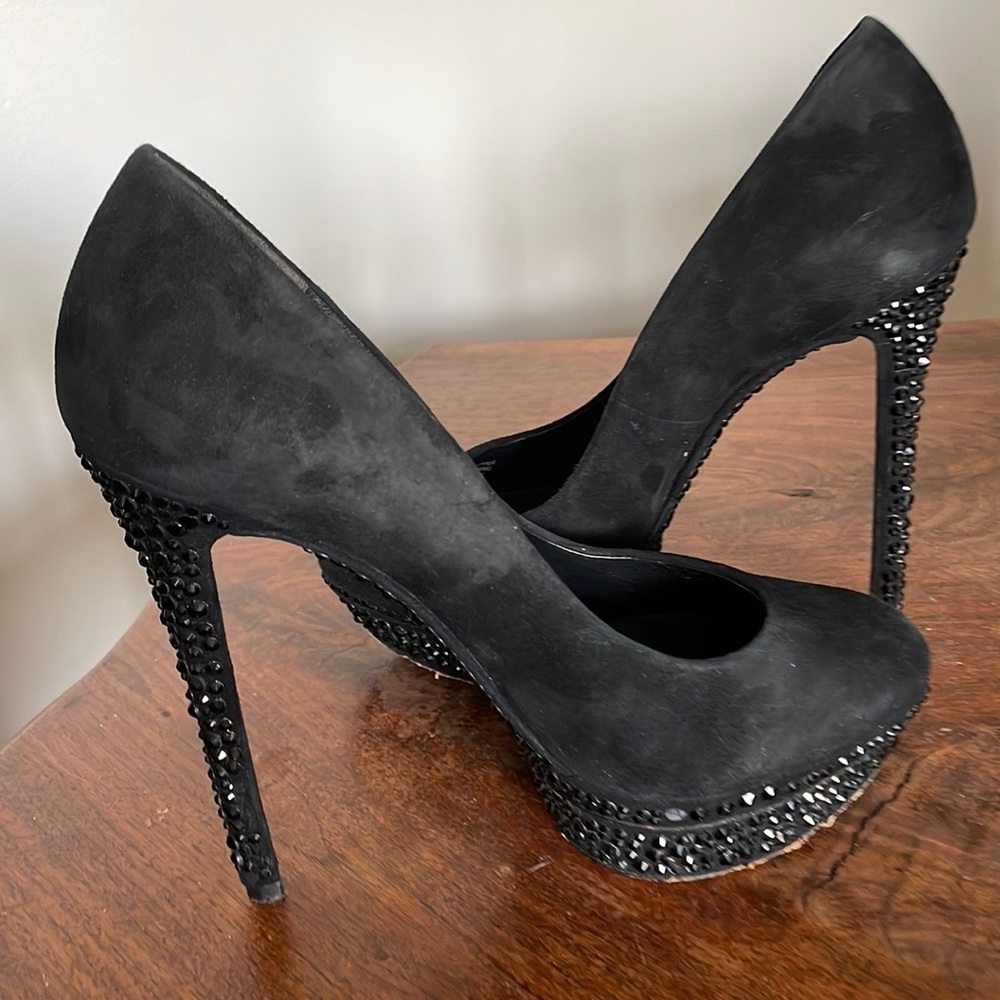 Brian Atwood suede black pump 8.5 leather
